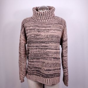 BCBGMAXAZRIA Brown/Cream Knit Turtleneck Sweater